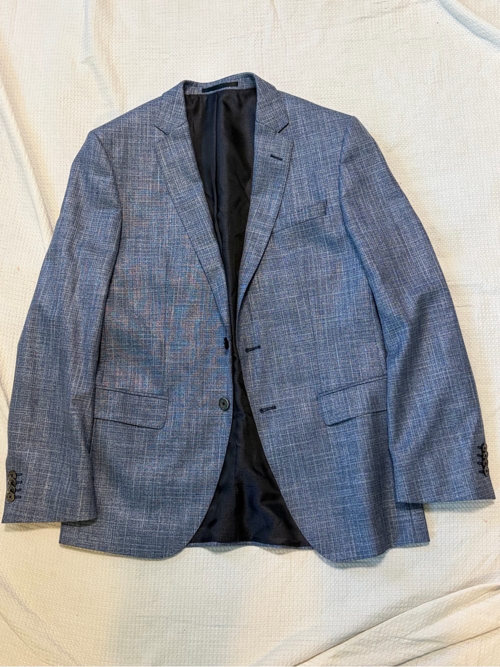 Hugo Boss Men's Blue Plaid Wool-Blend Blazer